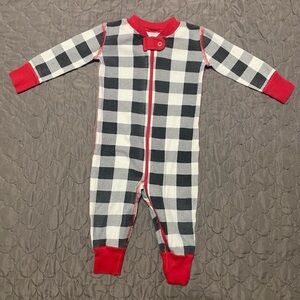 Hanna Andersson Black and White Plaid w/ Red Cuffs Pajamas